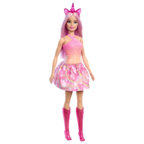 Boneca Barbie Saia Unicórnio De Sonho Rosa Mattel