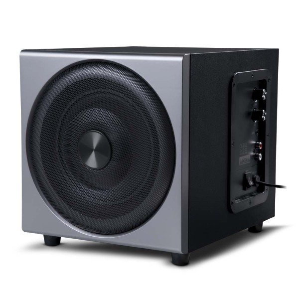 Encontraproduto.com.br - Caixas de Som 2.1 c/ Subwoofer 30w Rms Alimentação Bivolt Conexão P2 Controle de Volume e Graves Prata  - SP262OUT [Reembalado]
