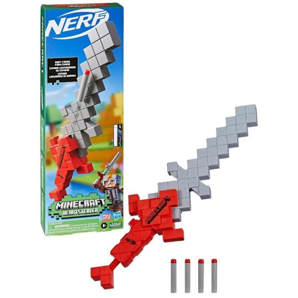 Encontraproduto.com.br - Lança Dardos Nerf Minecraft Heartstealer - Nerf - 4 Dardos - Hasbro