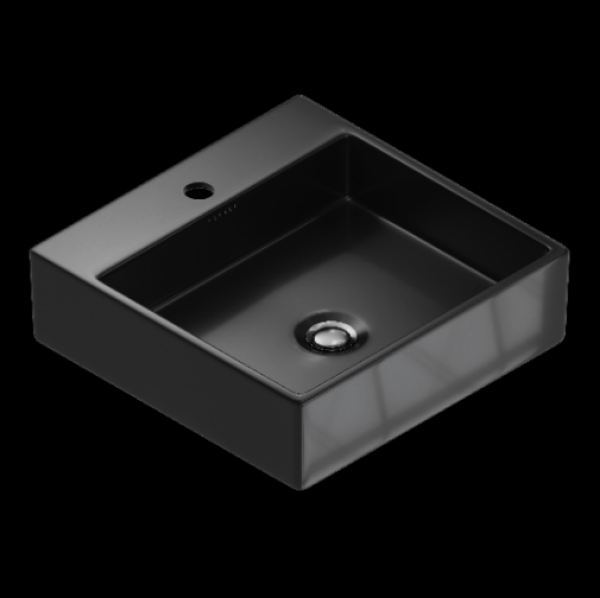Encontraproduto.com.br - Cuba De Apoio Quadrada Com Mesa Taut 1 Furo 41X41Cm Preto Kohler