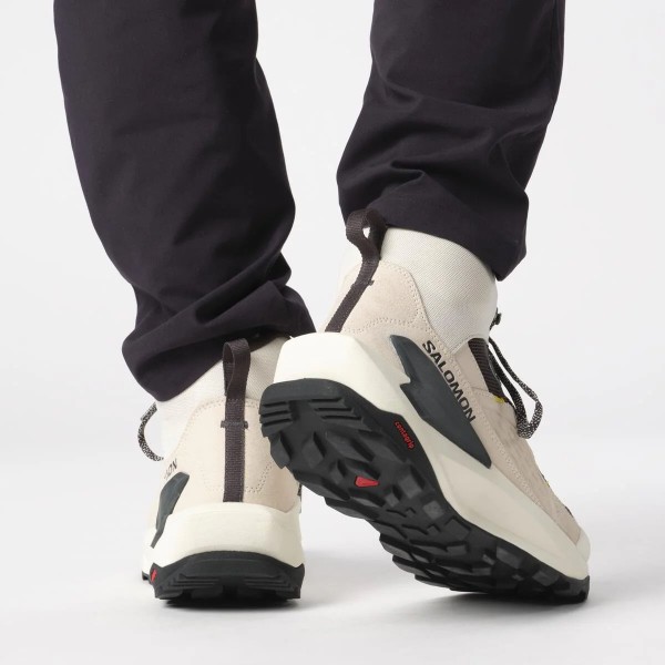 Encontraproduto.com.br - Bota de Trilha Masculina Salomon Elixir Mid GTX Gore-Tex Bege