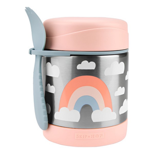 Encontraproduto.com.br - Pote Térmico Skip Hop Com Talher Arco-Íris Rosa