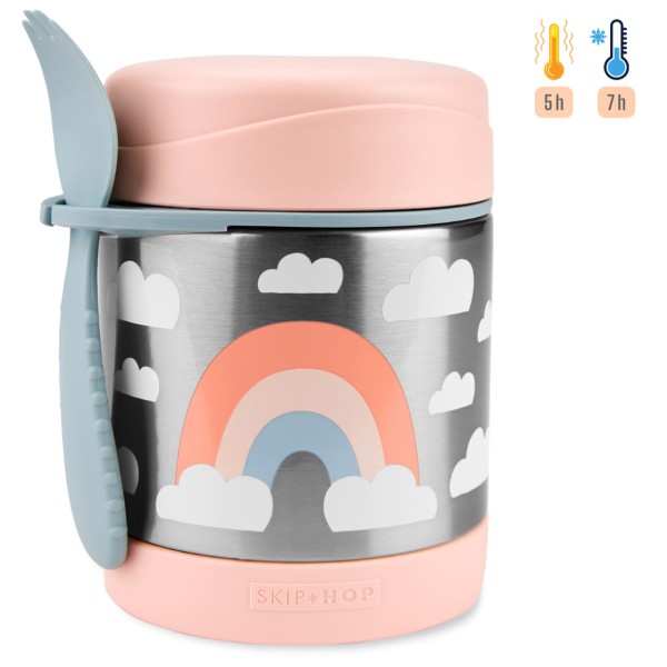 Encontraproduto.com.br - Pote Térmico Skip Hop Com Talher Arco-Íris Rosa