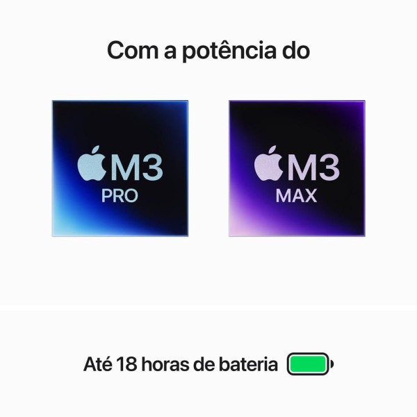 Encontraproduto.com.br - MacBook Pro 14 polegadas, Chip Apple M3 Pro, CPU de 11 núcleos, GPU de 14 núcleos, Memória unificada de 18GB, SSD de 512GB - Preto Espacial