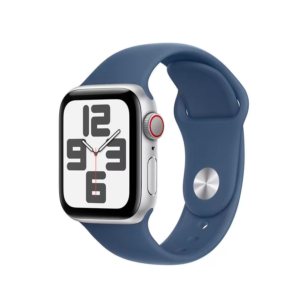 Encontraproduto.com.br - Apple Watch SE GPS + Cellular, Caixa prateada de alumínio – 40 mm, Pulseira Esportiva Denim – M/G
