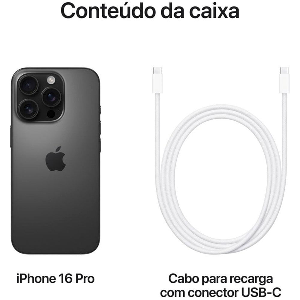 Encontraproduto.com.br - iPhone 16 Pro Apple (256GB) Titânio Preto, Tela de 6,3