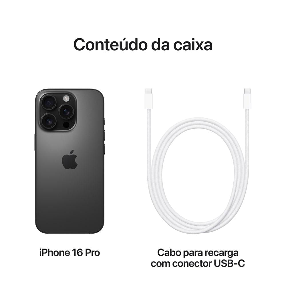 Encontraproduto.com.br - iPhone 16 Pro Apple (256GB) Titânio Preto, Tela de 6,3