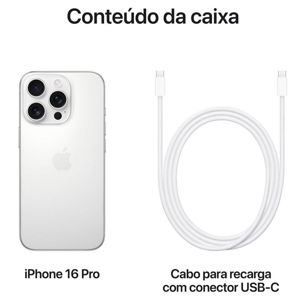 Encontraproduto.com.br - iPhone 16 Pro Apple (128GB) Titânio Branco, Tela de 6,3