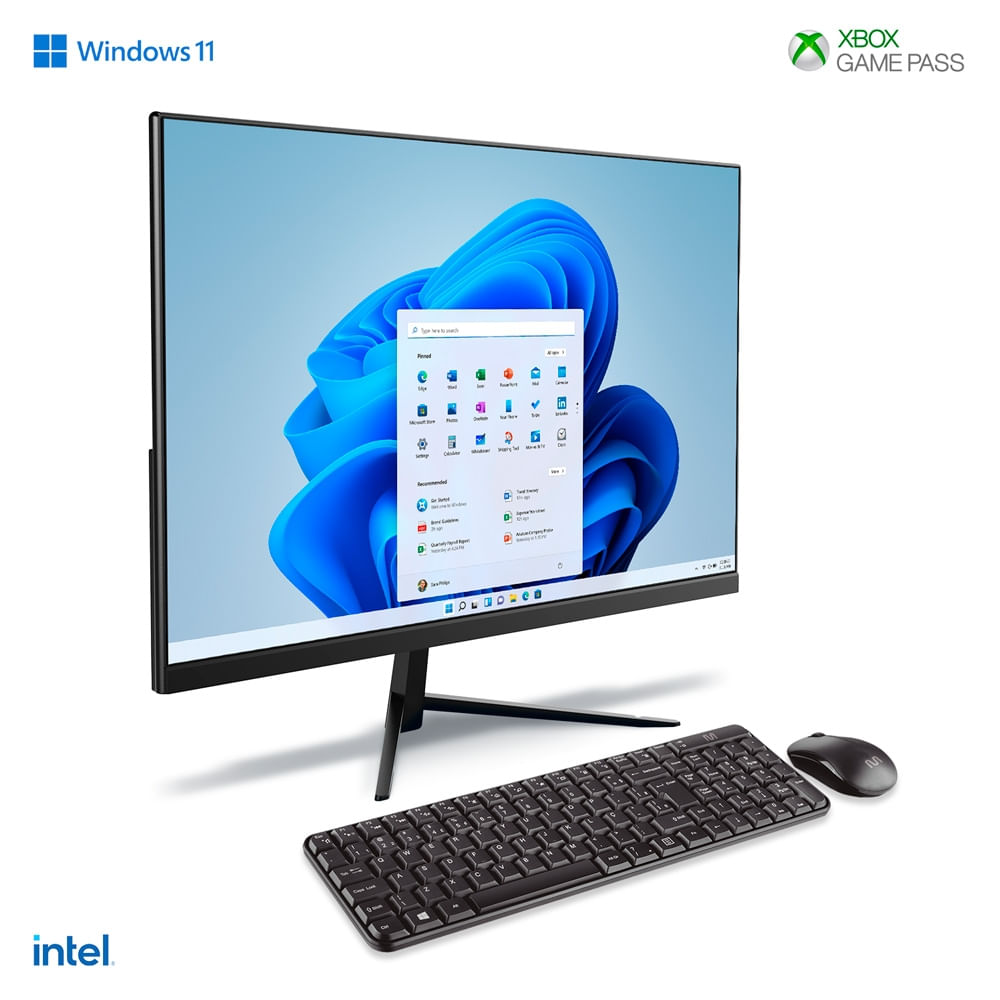 Encontraproduto.com.br - All in One, Windows 11 Home, 23,8 Pol. Full HD, Intel Core i3 (8ª ger.),  4GB 128GB SSD, Preto Ultra - UB840OUT [Reembalado]