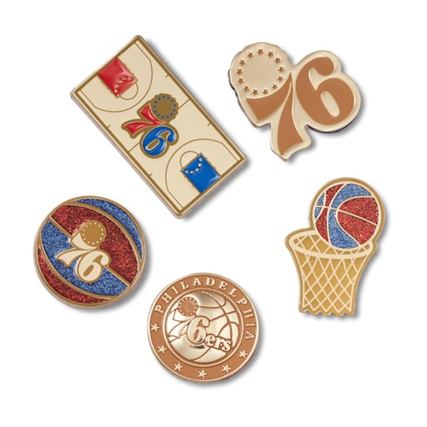 Encontraproduto.com.br - Jibbitz™ NBA Philadelphia 76Ers Pack com 5 peças