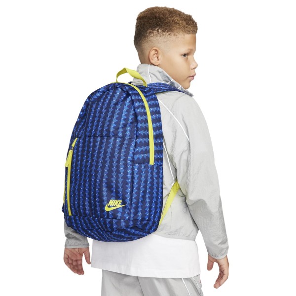 Encontraproduto.com.br - Mochila Nike Elemental Cat Aop 3 Infantil - Azul/Amarela