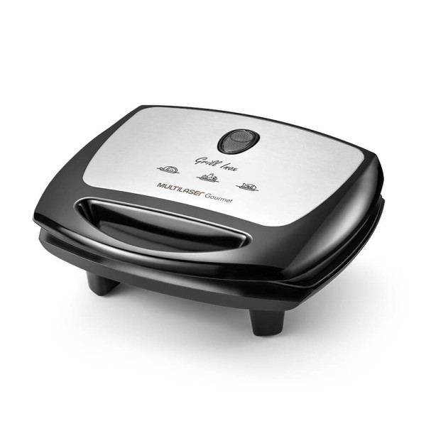 Encontraproduto.com.br - Sanduicheira Super Grill Inox 1200w-220 c/ Grelhas Duplas Antiaderente e Bandeja Coletora Preta Multi  - CE12OUT [Reembalado]