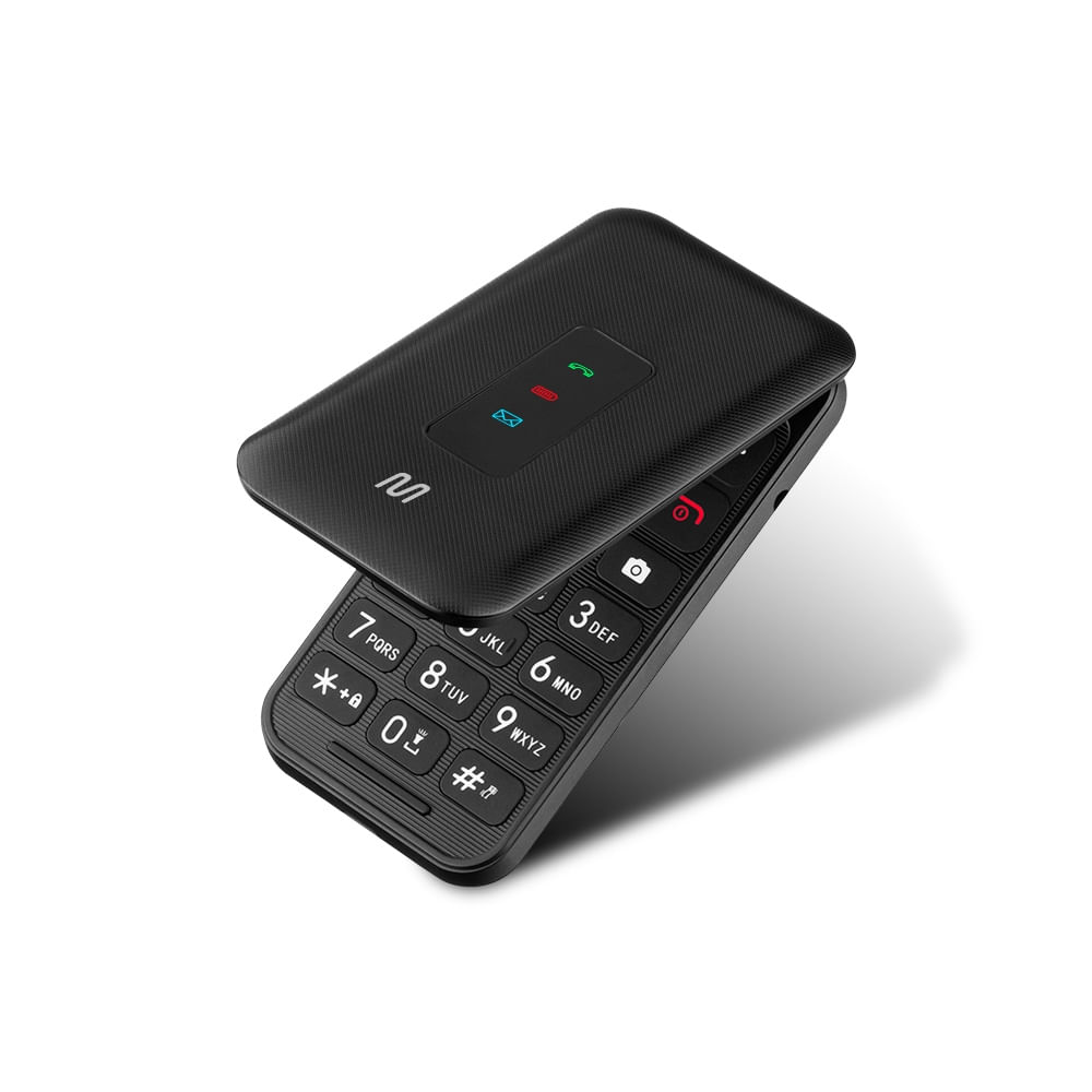 Encontraproduto.com.br - Celular Multilaser Flip Vita 3G Dual Chip com Botão SOS + Rádio FM + MP3 + Bluetooth + Câmera - Preto - P9140OUT [Reembalado]