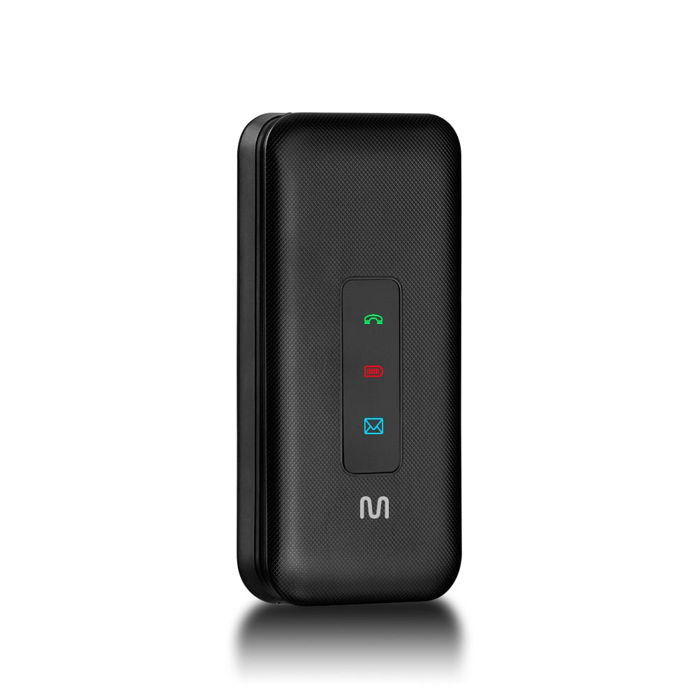 Encontraproduto.com.br - Celular Multilaser Flip Vita 3G Dual Chip com Botão SOS + Rádio FM + MP3 + Bluetooth + Câmera - Preto - P9140OUT [Reembalado]
