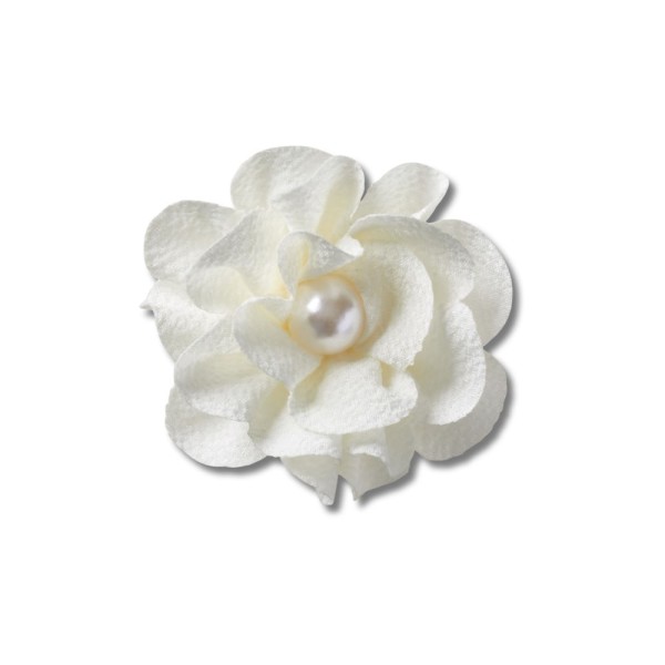 Jibbitz™ Flor de Tecido Branco com Pérola