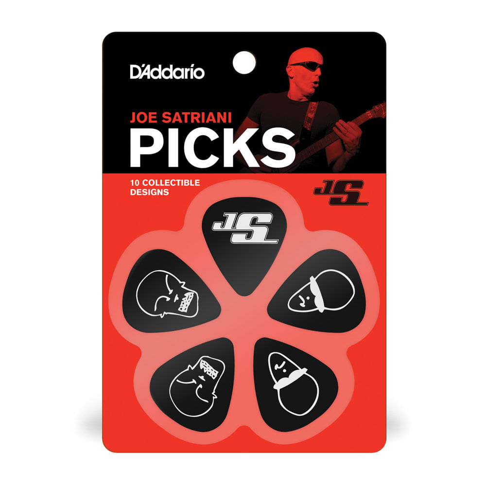 Encontraproduto.com.br - Palheta Para Instrumentos 1.0mm Pesada Preta (10 Unidades) DAddario Joe Satriani Signature 1CBK6-10JS