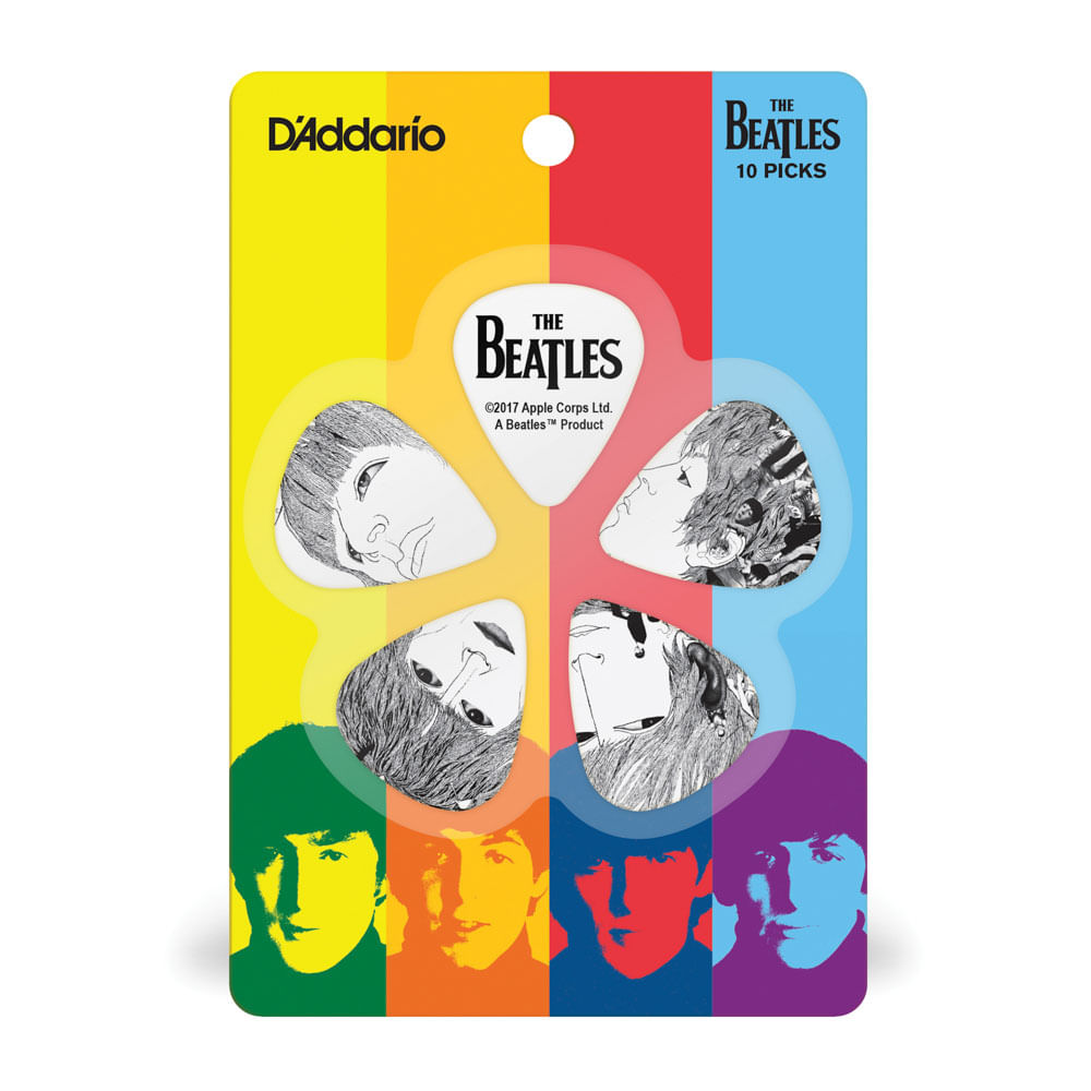 Encontraproduto.com.br - Palheta Para Instrumentos .70mm Média Revolver (10 Unidades) DAddario The Beatles Collection 1CWH4-10B1
