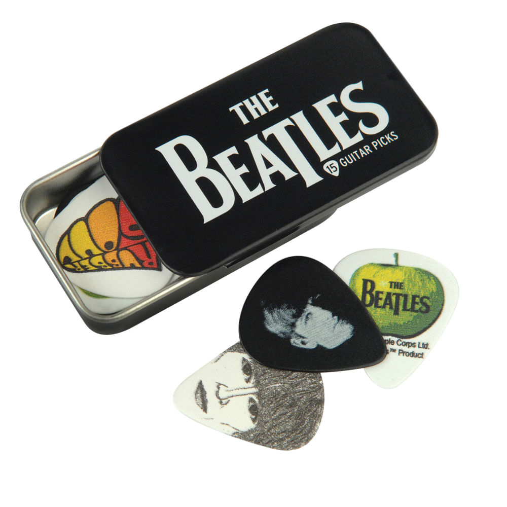 Encontraproduto.com.br - Palheta Para Instrumentos .70mm Com Lata Especial Logo (15 Unidades) DAddario The Beatles Collection 1CAB4-15BT1