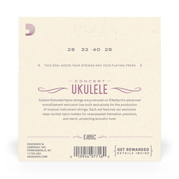 Encontraproduto.com.br - Encordoamento Para Ukulele Concerto DAddario Pro-Arté Custom Extruded Clear Nylon EJ65C