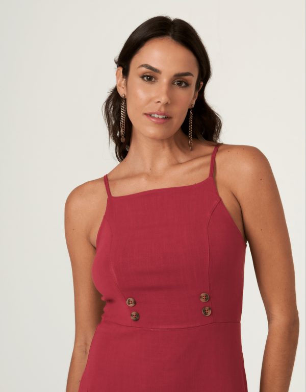 Encontraproduto.com.br - Vestido Midi Botões Color zinzane rosa