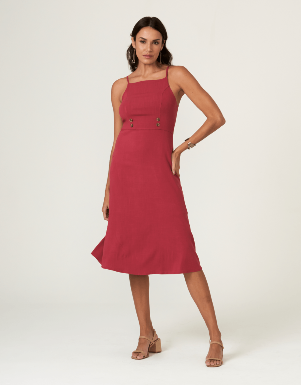 Encontraproduto.com.br - Vestido Midi Botões Color zinzane rosa