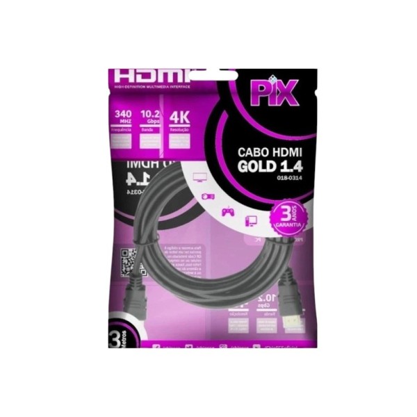 Encontraproduto.com.br - Cabo HDMI Santana Gold 1.4 4K 3 Metros Pix (MP)