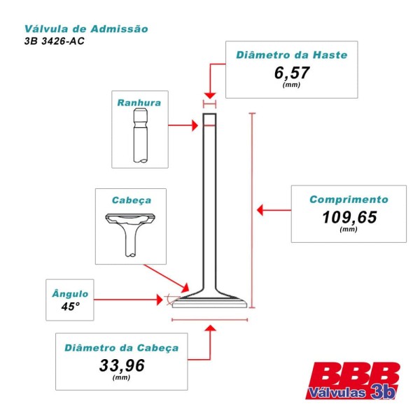 Encontraproduto.com.br - VALVULAS DE ADMISSAO - MITSUBISHI ECLIPSE 1.6 1.8 2.0 16V DOHC - 3B