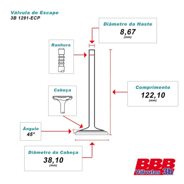 Encontraproduto.com.br - VALVULAS DE ESCAPE - FORD F100 JEEP MEVERICK 2.3 8V OHC | STD - 3B