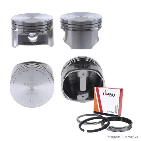 Encontraproduto.com.br - PISTAO COM ANEL - CITROEN C3/ PEUGEOT 206 1.4 8V APOS 2002 GAS/FLEX - APEX
