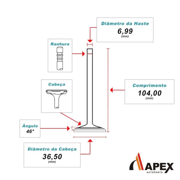 Encontraproduto.com.br - VALVULAS DE ESCAPE - GM ASTRA VECTRA ZAFIRA 2.0 8V FLEX - APEX