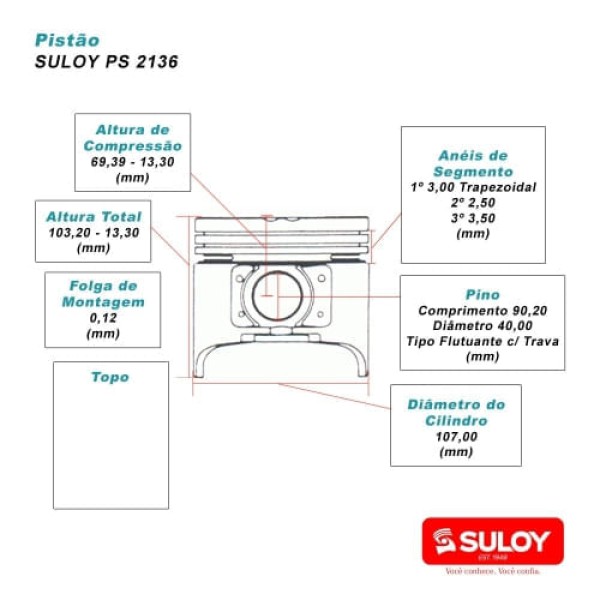 Encontraproduto.com.br - PISTAO - CUMMINS QSB 6.7 COM PORTA ANEL ACO E FURO REFRIGERACAO