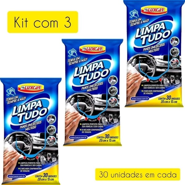 Panos Automotivos Limpa Tudo Umedecidos 90 Unidades Luxcar