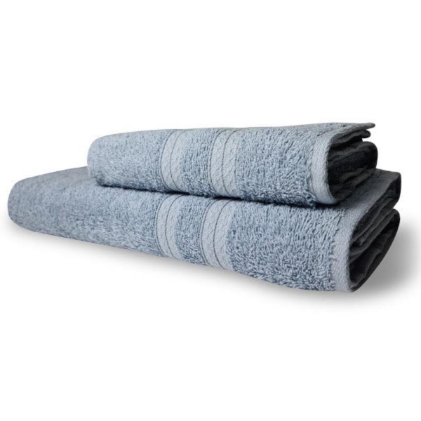 Kit 2 Toalhas Lisboa 1 Banho 1 Rosto Grossa 100% Algodão 430g/m² Azul