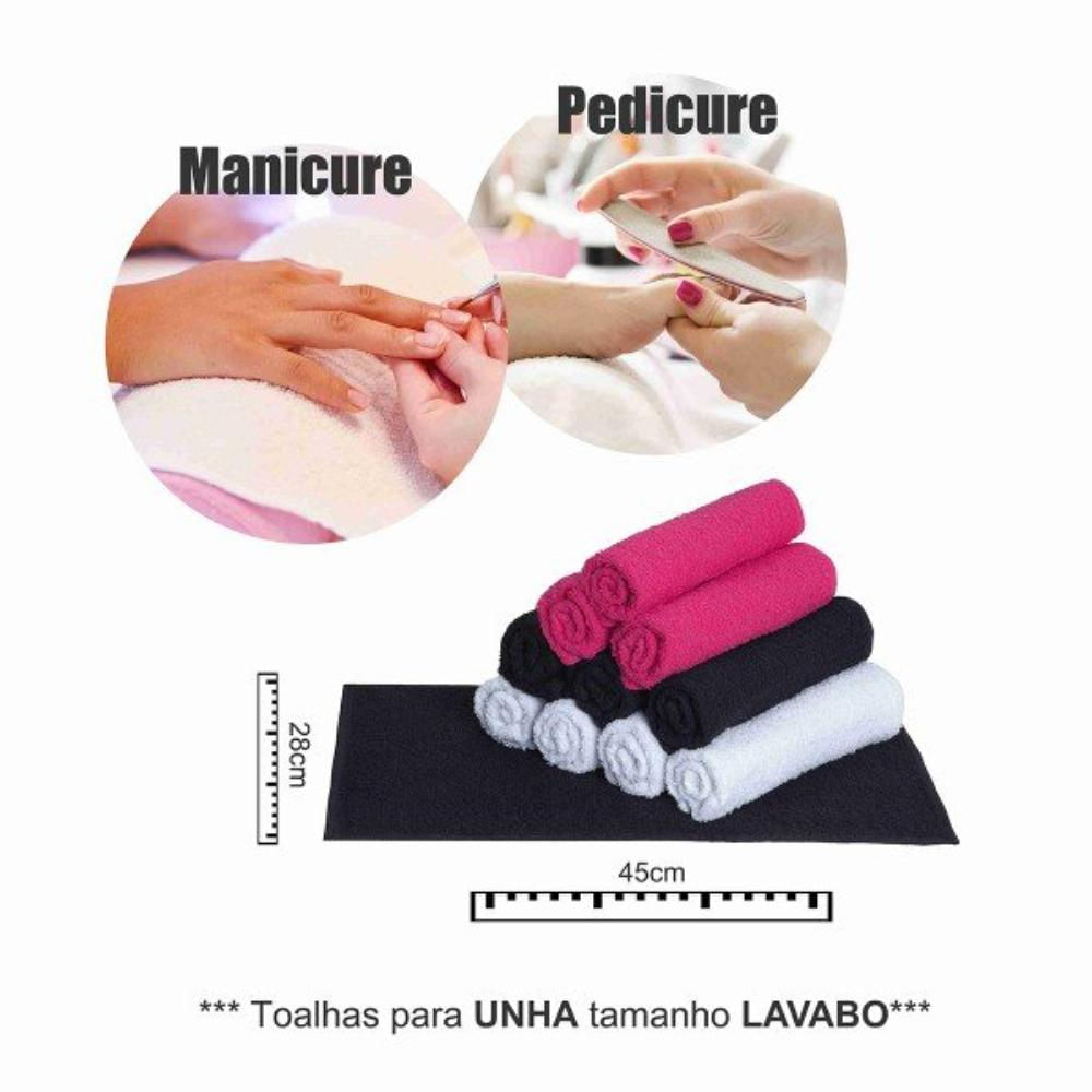 Encontraproduto.com.br - Kit 10 Toalha de Manicure e Pedicure 28x45cm Salão Beleza P/unha Rosa