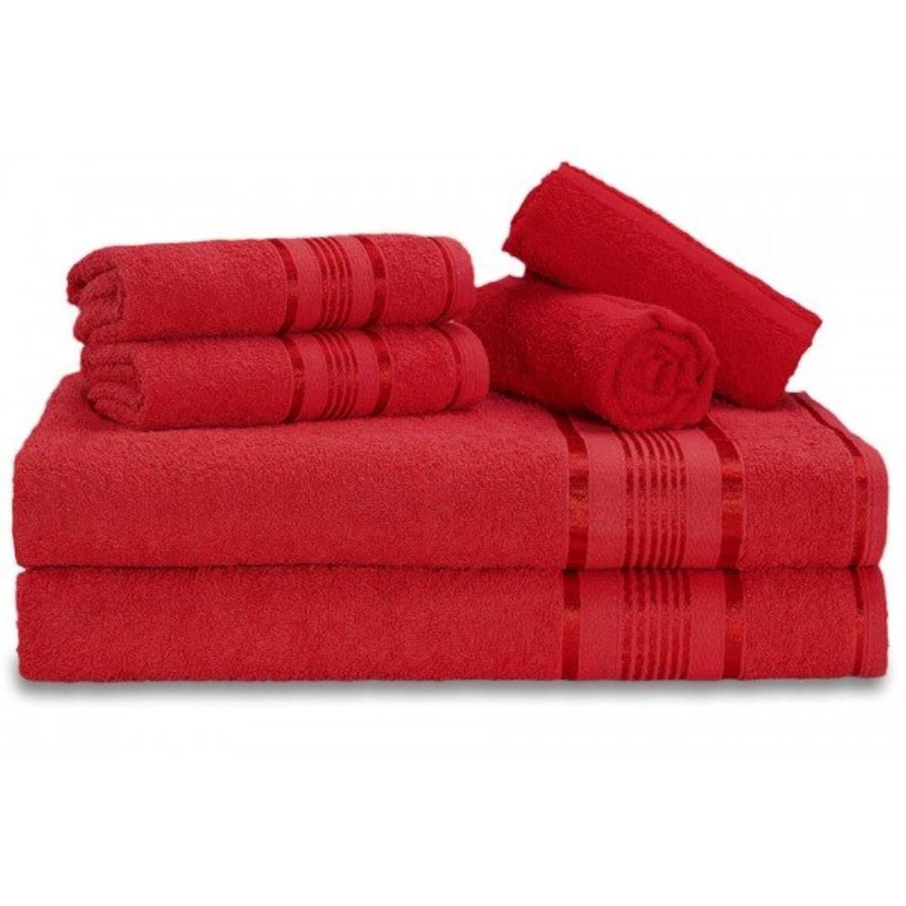 Encontraproduto.com.br - Jogo de Toalhas Egito 2 Banhos 2 Rostos e 2 Pisos 380g/m² 100% Algodão Vermelho