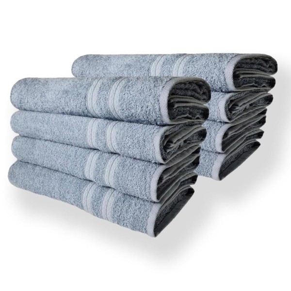 Encontraproduto.com.br - Kit 8 Toalhas De Banho Lisboa 100% Algodão 430g/m 80x150cm Azul Claro