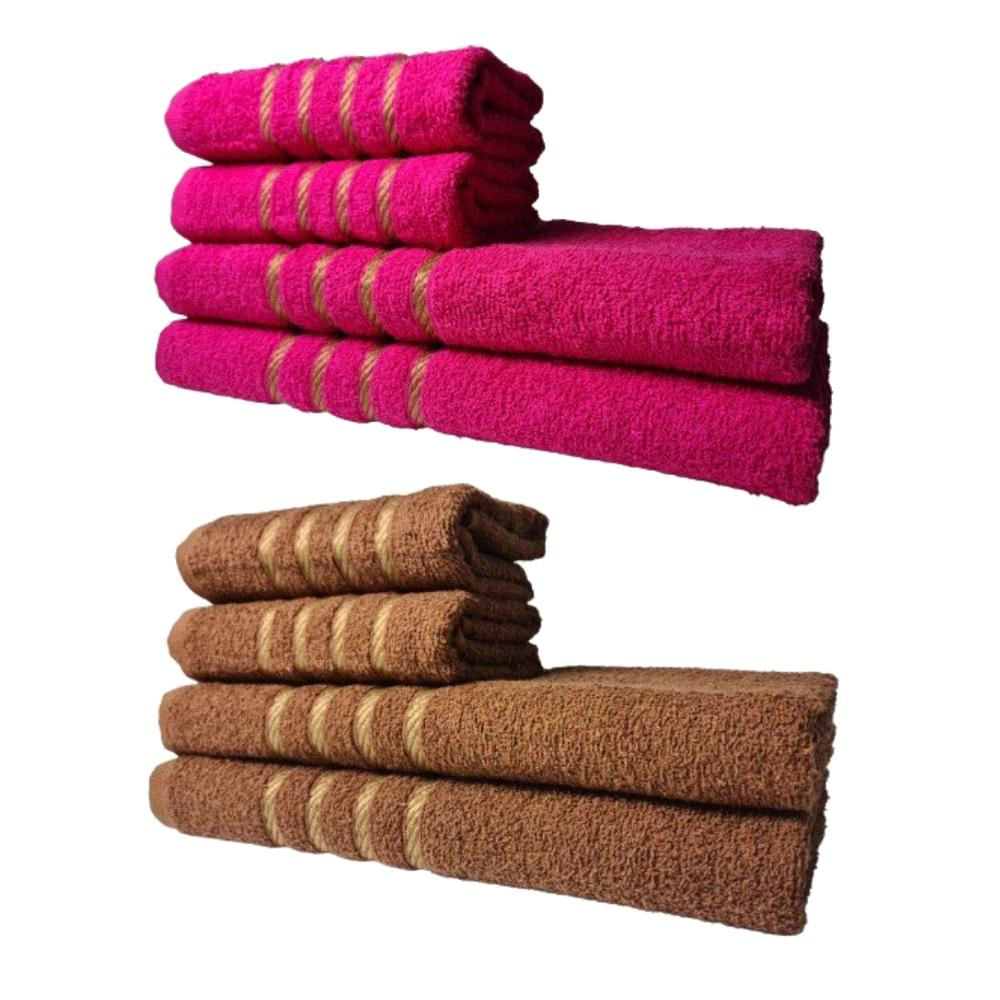 Kit 8 Toalhas Grossas E Grandes Dubai 4 Banhos 4 Rostos Rosa+marrom
