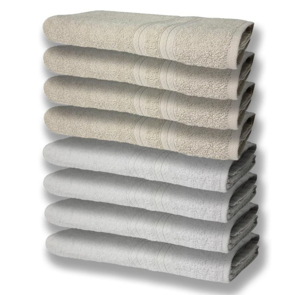 Encontraproduto.com.br - 8 Toalhas Grande E Grossa 4 Branco 4 Bege