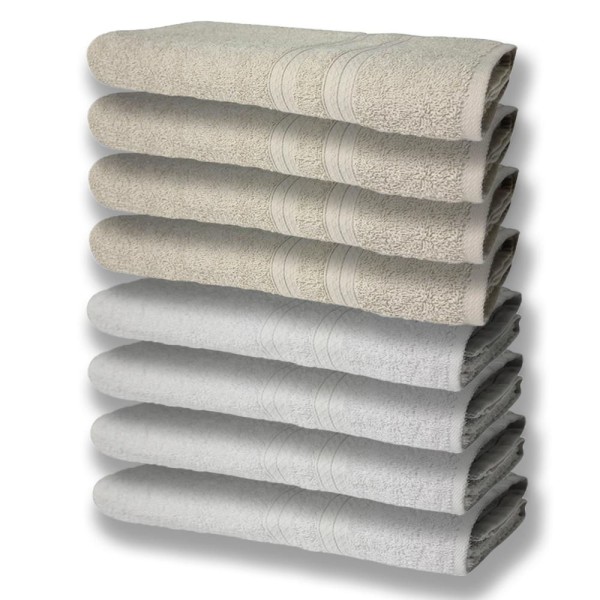 Encontraproduto.com.br - 8 Toalhas Grande E Grossa 4 Branco 4 Bege