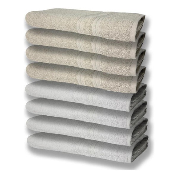 Encontraproduto.com.br - 8 Toalhas Grande E Grossa 4 Branco 4 Bege