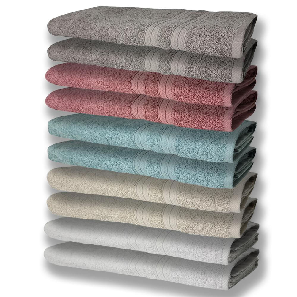 Encontraproduto.com.br - 10 Toalhas Grande 2 Branco 2 Bege 2 Verde 2 Rosê 2 Cinza