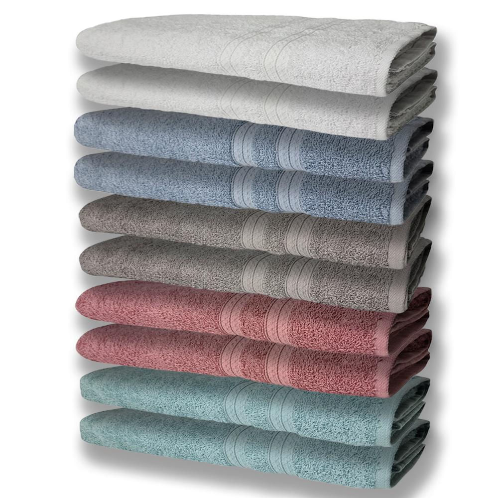 Encontraproduto.com.br - 10 Toalhas Grande 2 Verde 2 Rosê 2 Cinza 2 Azul 2 Branco