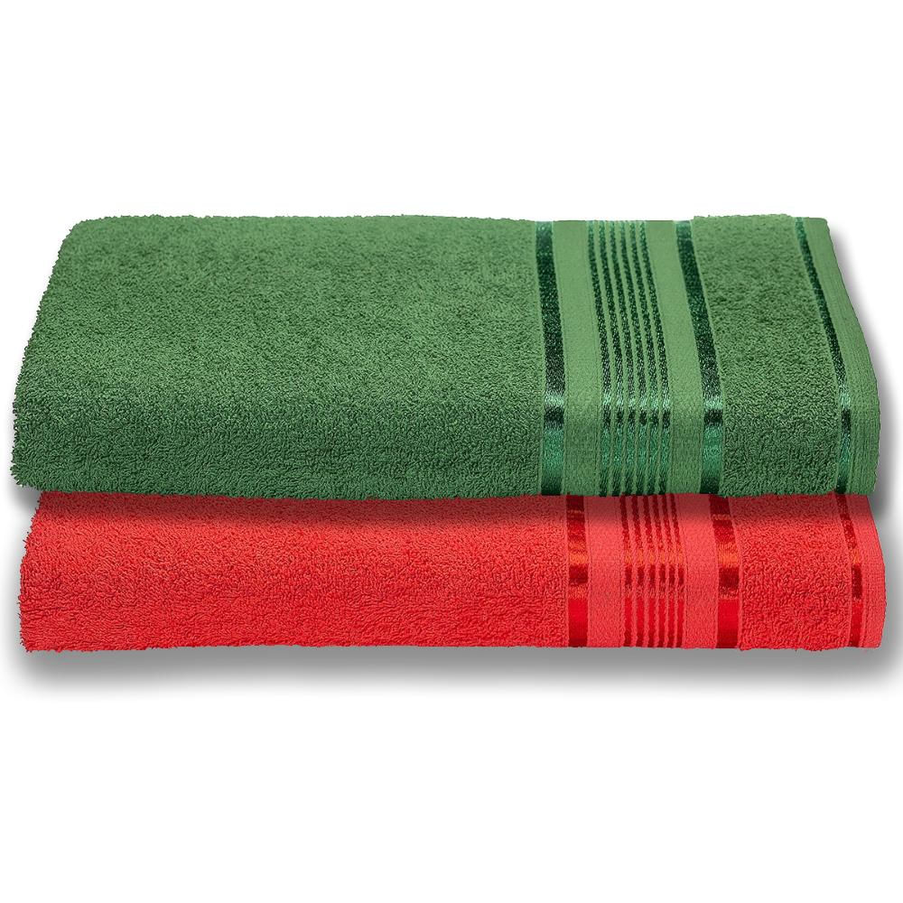 2 Toalhas Plus Size Grossa e Macia 80x180 Vermelho+Verde