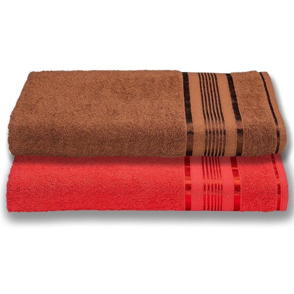 Encontraproduto.com.br - 2 Toalhas Plus Size Grossa e Macia 80x180 Vermelho+Marrom