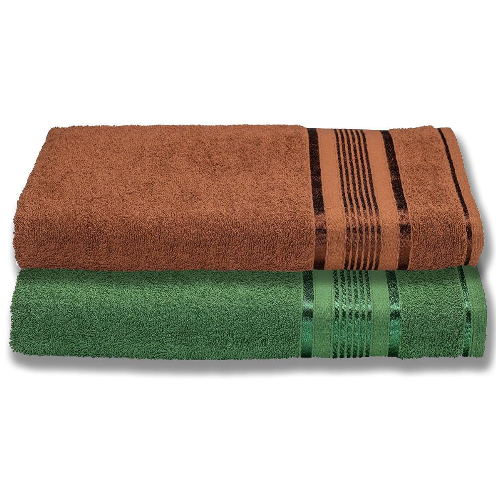 2 Toalhas Plus Size Grossa e Macia 80x180 Verde+Marrom