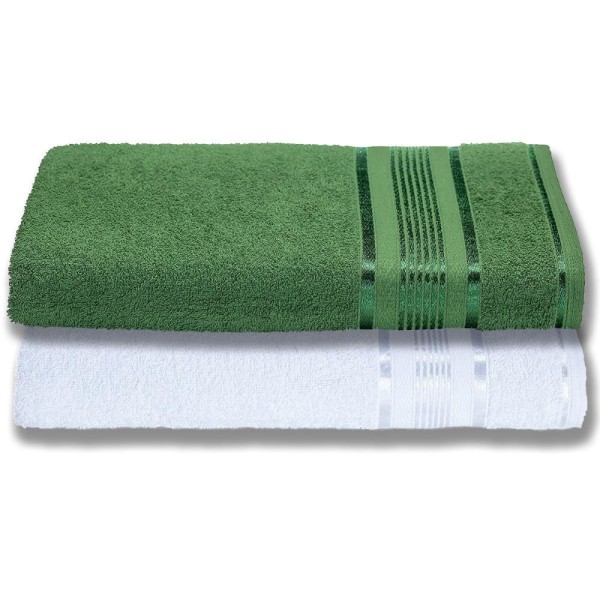2 Toalhas Plus Size Grossa e Macia 80x180 Branco+Verde
