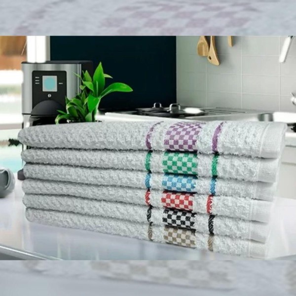 Encontraproduto.com.br - 12 Panos De Prato Atoalhado Felpudo Premium Az+rs+rx+mr
