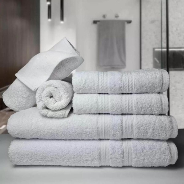 Encontraproduto.com.br - Jogo Toalhas 2 Banhos 2 Rostos 2 Pisos Grande Grossa Branco