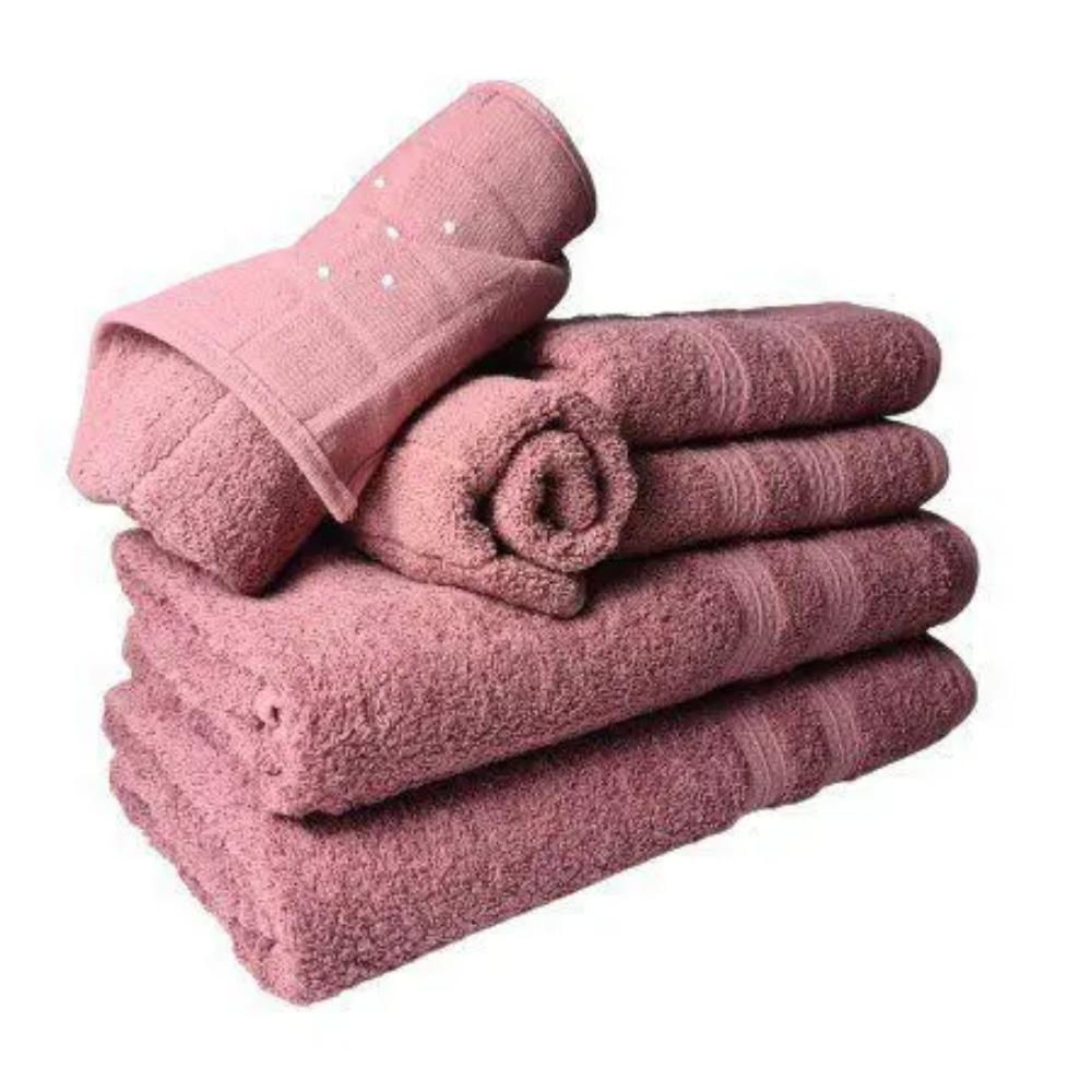 Encontraproduto.com.br - Jogo de Toalhas 4 Banhos 4 Rostos 4 Pisos Grande Grossa Bege+Rosê
