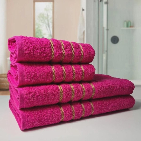 Encontraproduto.com.br - Kit 4 Toalhas 2 Banho 2 Rosto Montreal 100% Algodão Rosa
